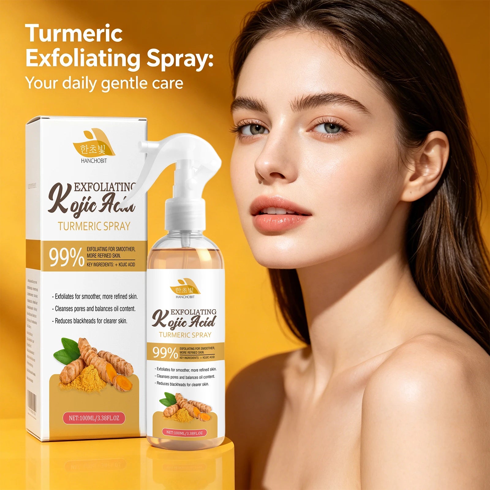 Kojic Acid Turmeric Exfoliating Spray Brightening Facial Mist - 1