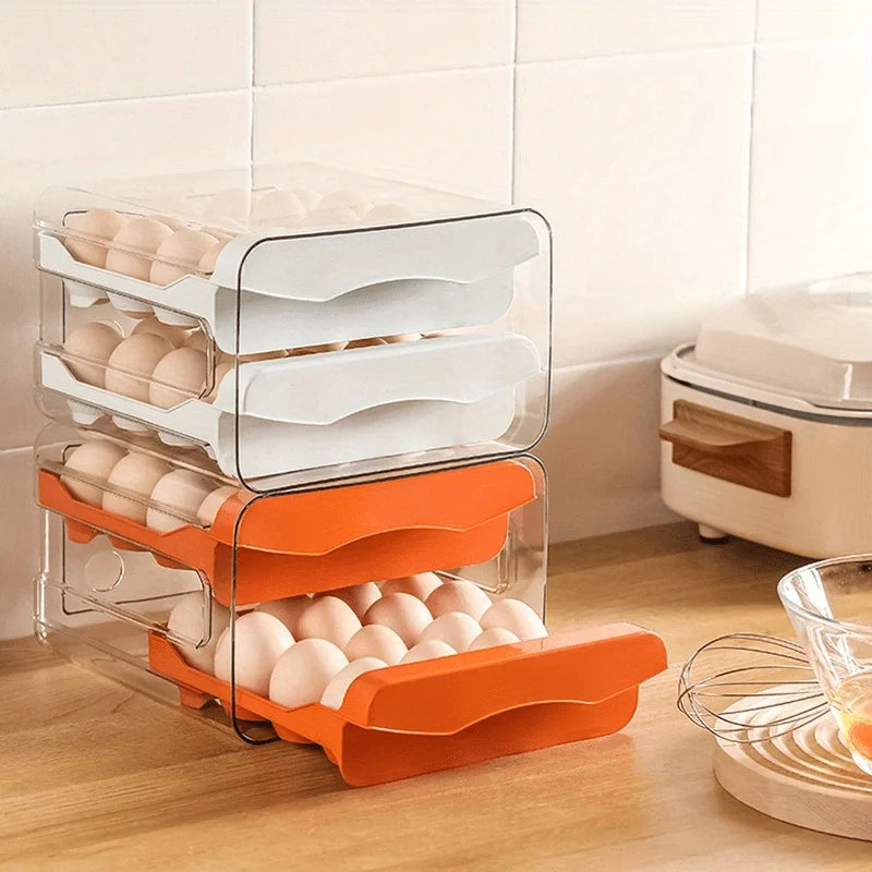 32 Grid Egg Storage Box Drawer Type Fridge Organizer Holder