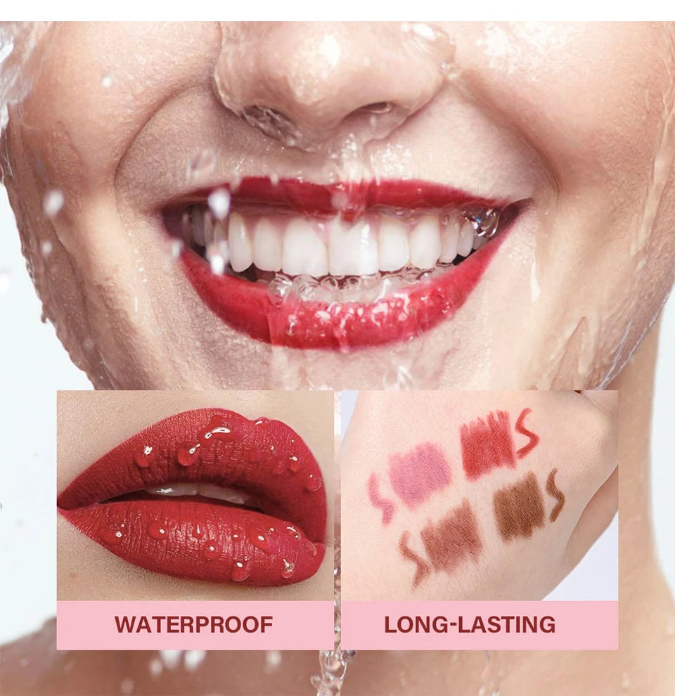 Matte Lip Pencil Waterproof Brown Lip Liner Stain - 12