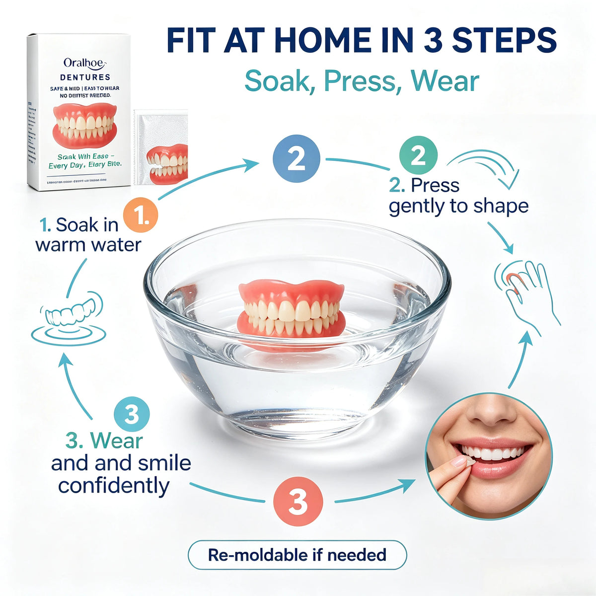Adjustable Cosmetic Dentures Fake Teeth Set