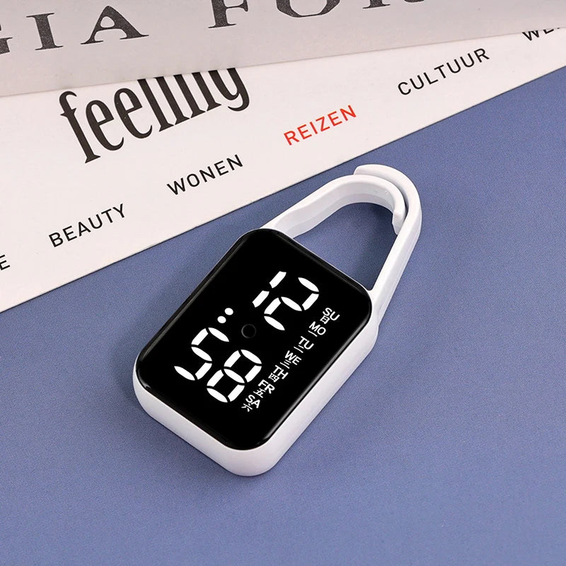 2pcs LED Digital Keychain Watch Portable Touch Screen Fob Pocket Clock