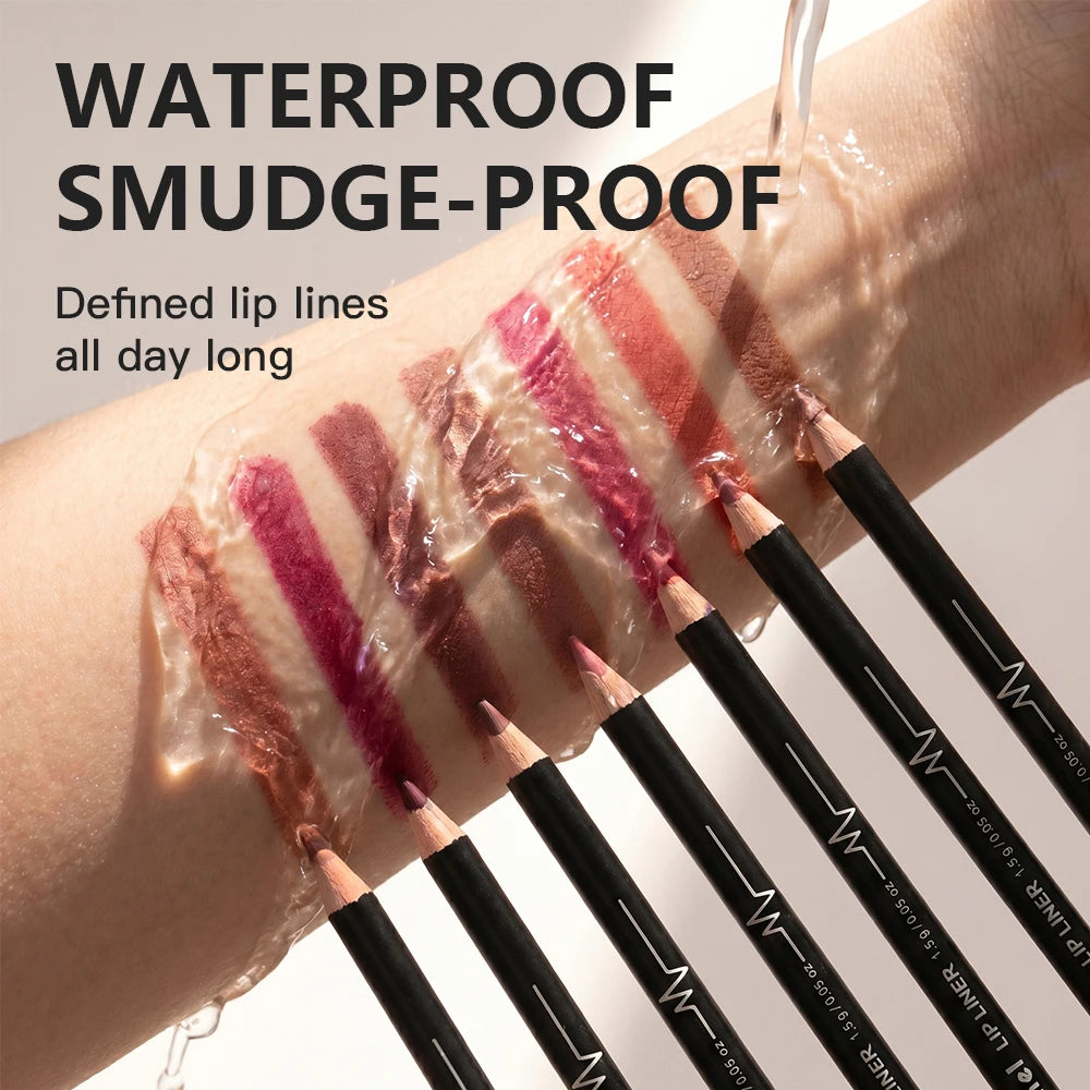 Semi-Matte Lip Liner Pencil Set Waterproof Smudge-Proof Cosmetics - 6
