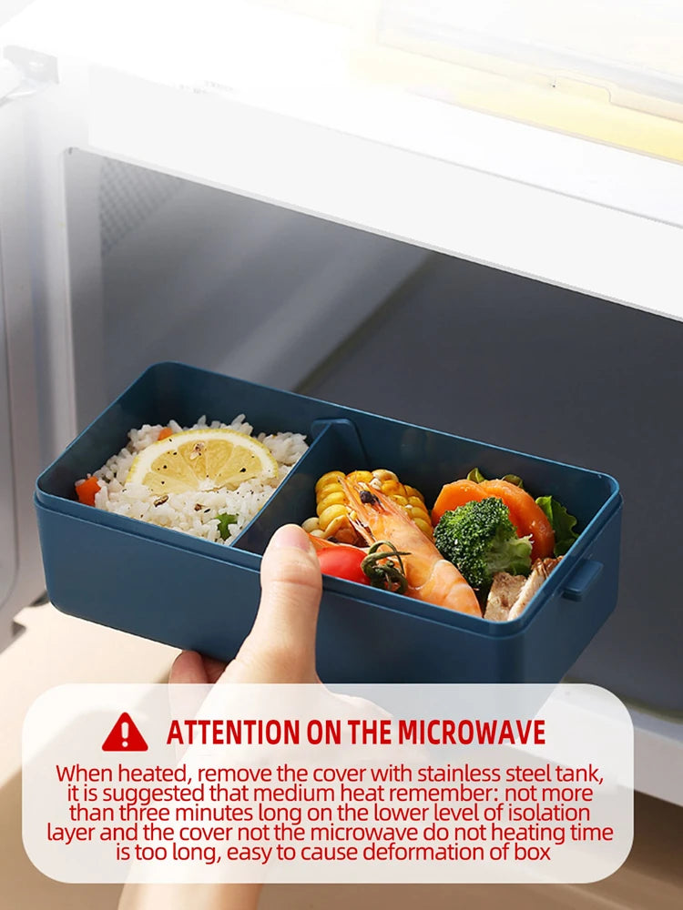 Double Layer Bento Lunch Box Leakproof Food Container with Cutlery Set