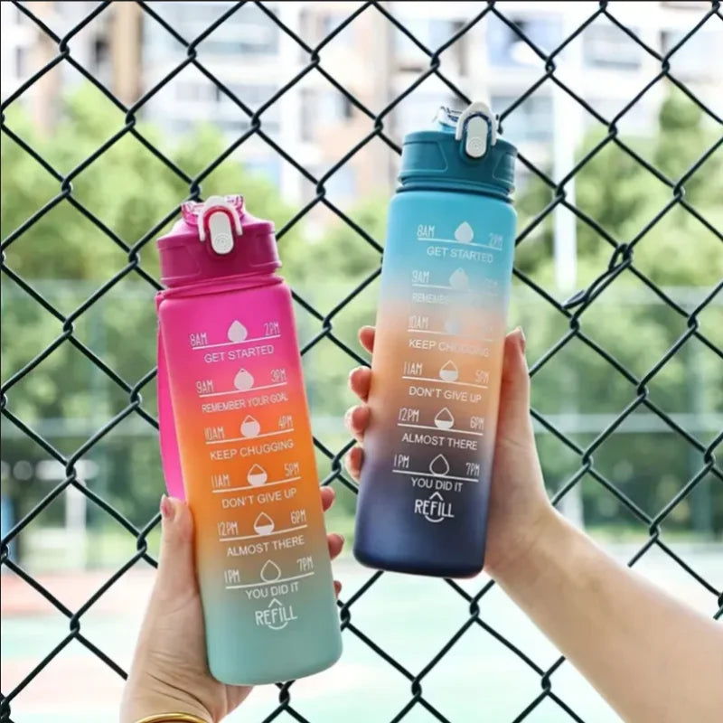 Motivational Sports Water Bottle Leak Proof Time Marker Gym Flask - 14