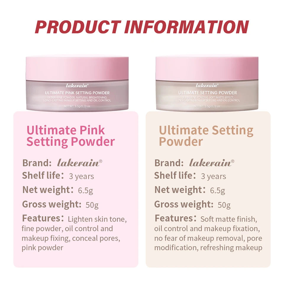 Setting Powder Matte Pink Finish Oil Control Makeup Fixation