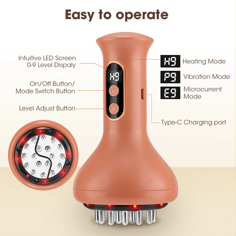 Electric Cupping & Scraping Massager Hot Compress Body Slimming Tool - 24