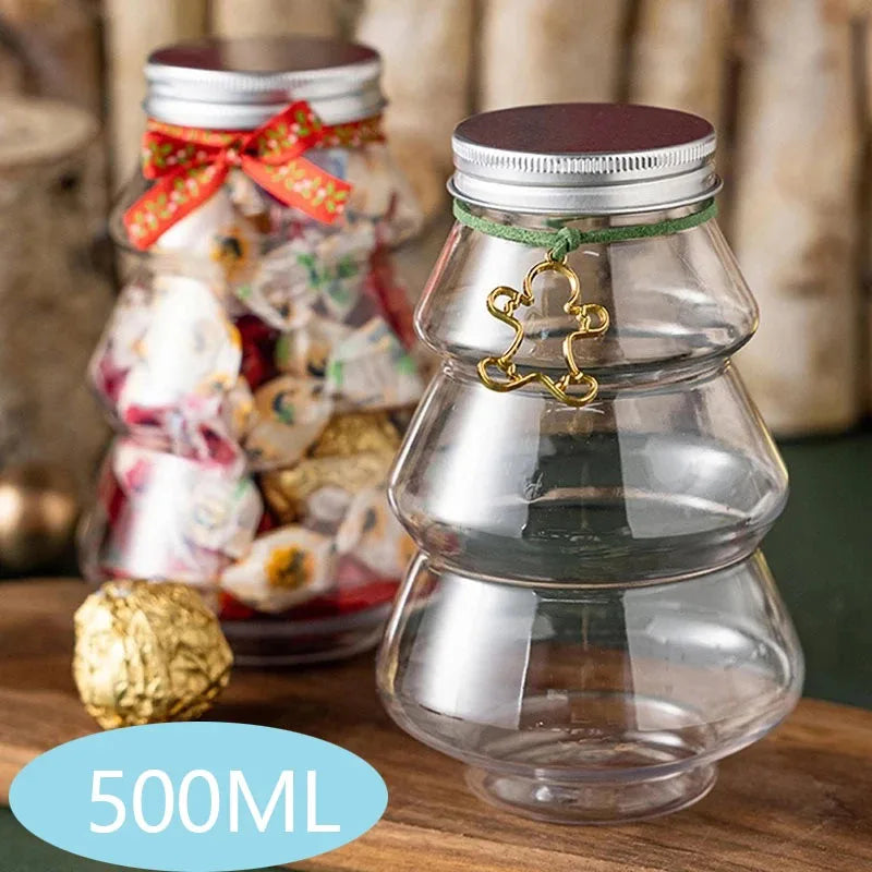 500ml Christmas Tree Candy Jar Plastic Cookie Storage Container Bottle - 2