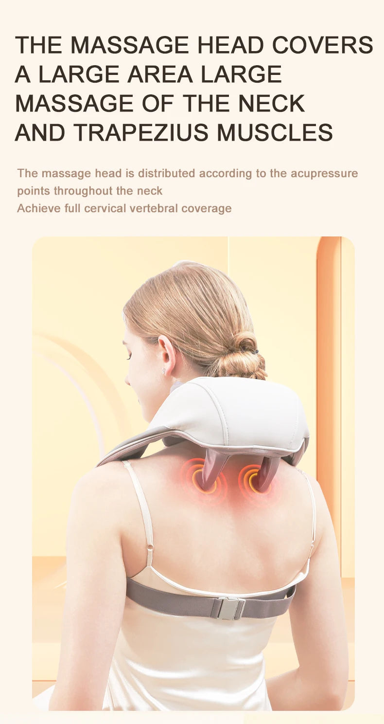 Wireless Neck and Back Massager 6D Deep Tissue Kneading Pillow