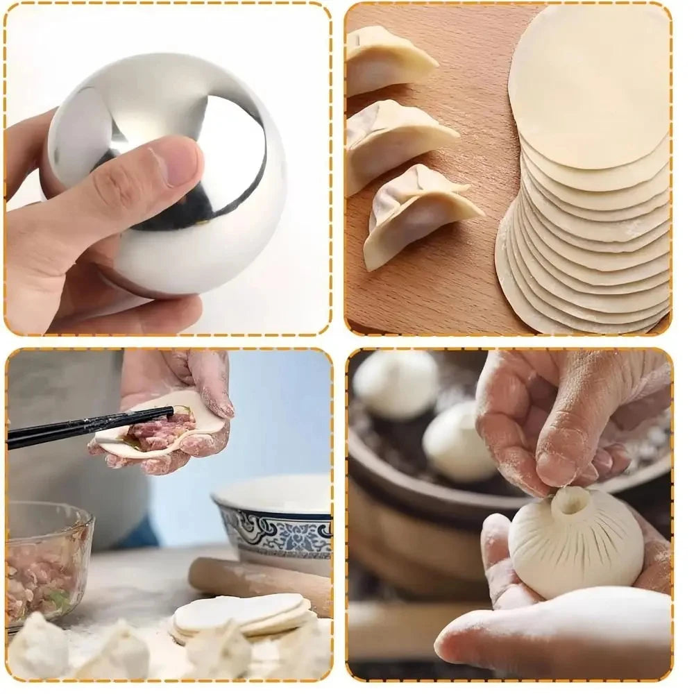 Stainless Steel Dough Roller Ball Dumpling Skin Maker Baking Tool - 16