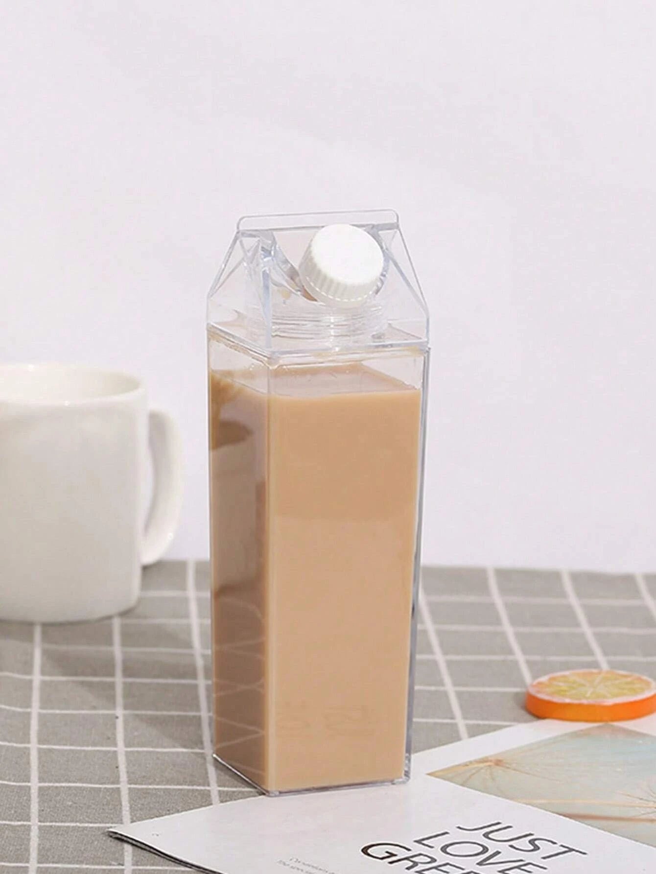 Clear Milk Carton Water Bottle Portable Juice Container 500ml 1000ml