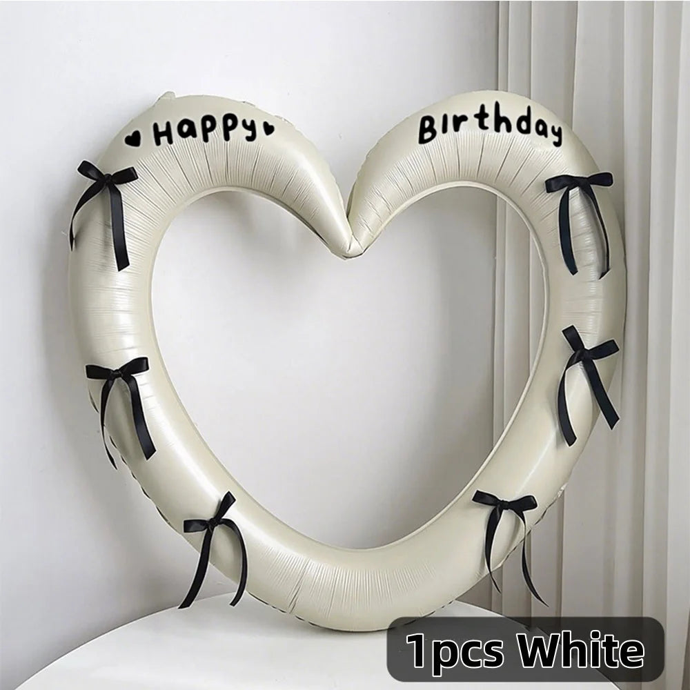 Heart Shaped Happy Birthday Photo Frame Balloon Romantic Party Prop