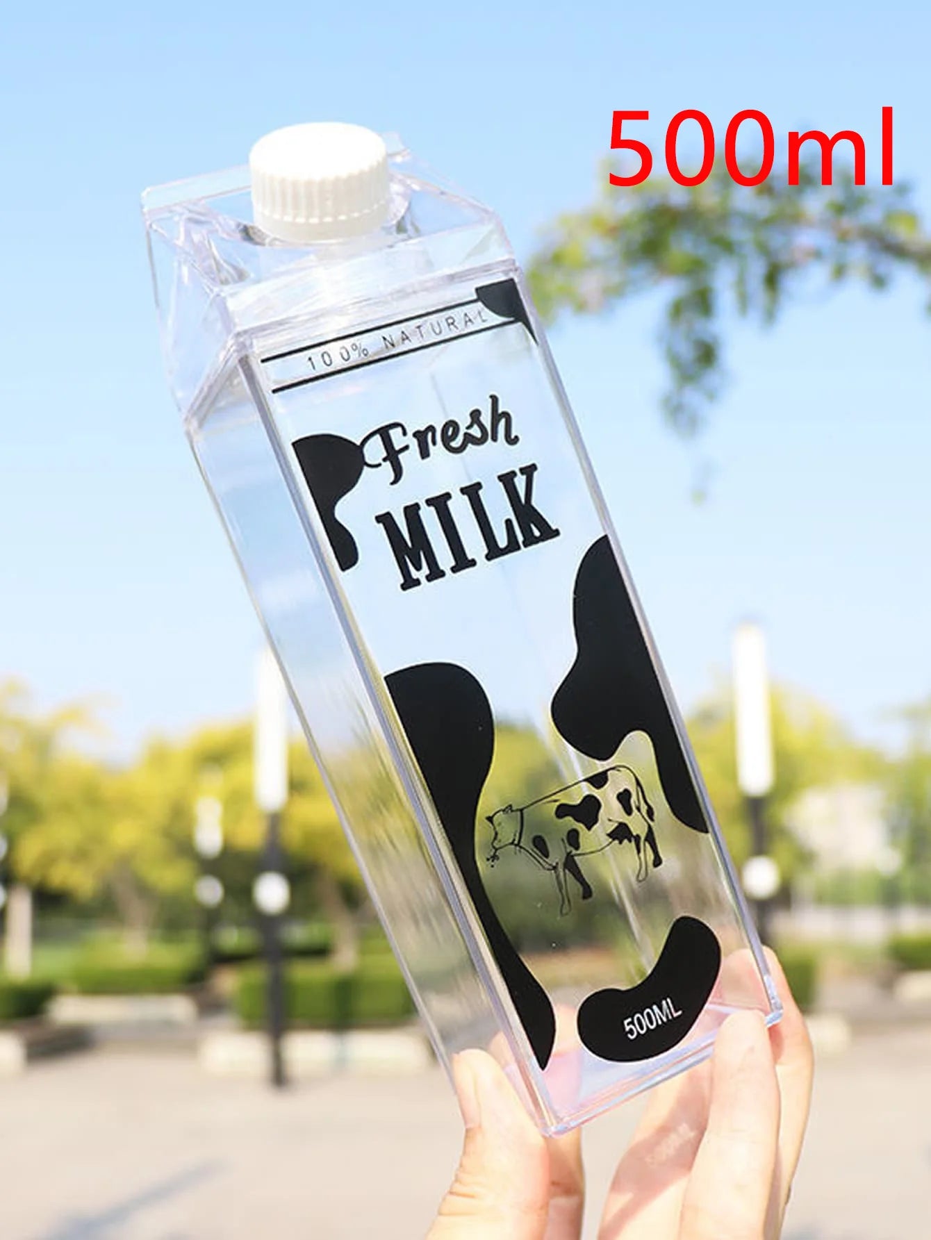 Clear Milk Carton Water Bottle Portable Juice Container 500ml 1000ml - 14