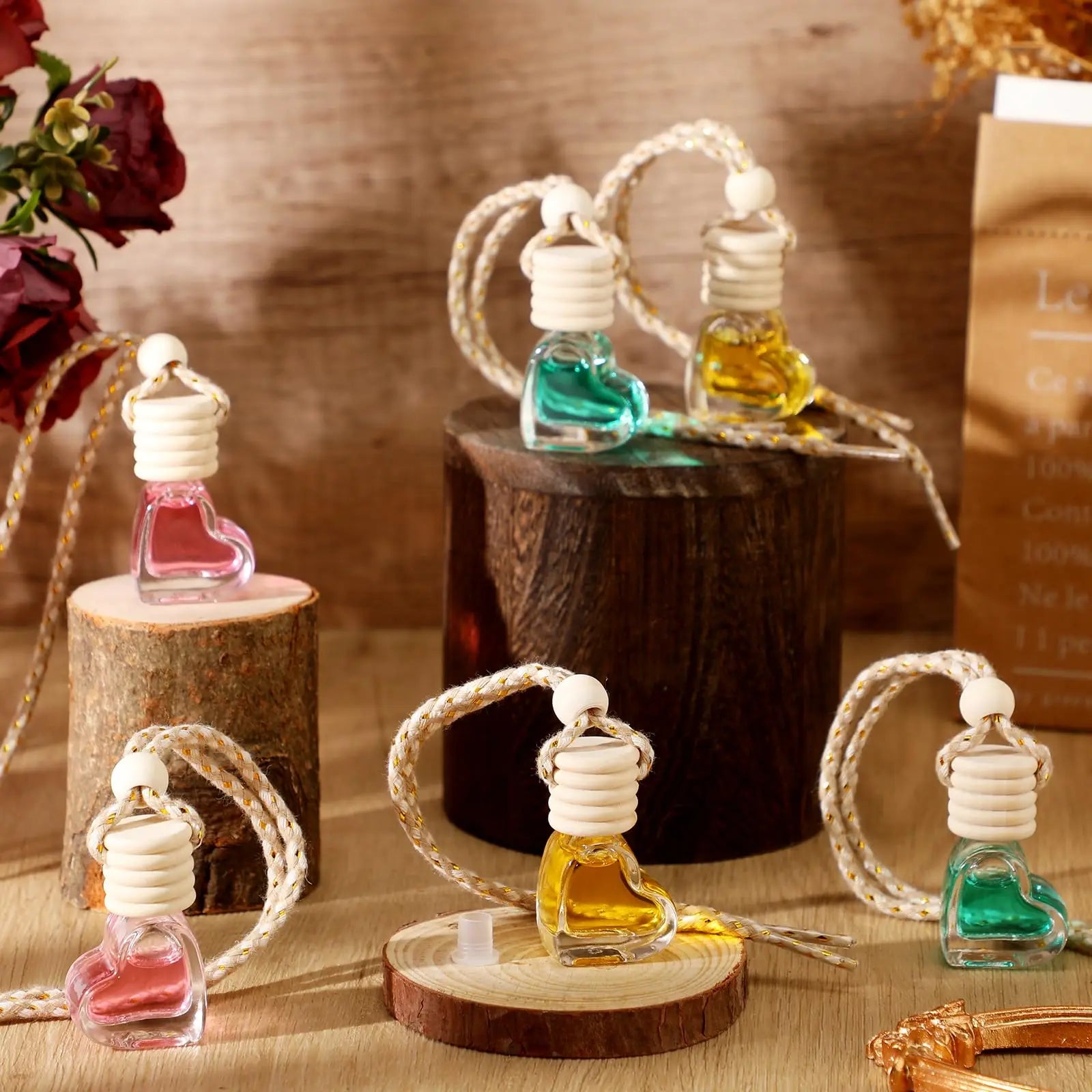 Heart Shaped Car Perfume Bottle Hanging Essential Oil Diffuser Ornament - 8