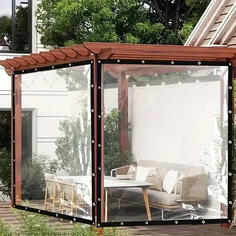 Clear Vinyl Tarp Outdoor Privacy Curtain Weatherproof Patio Enclosure - 8