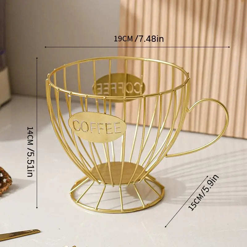 Metal Coffee Pod Holder Large Capacity Capsule Organizer Storage Basket - 6