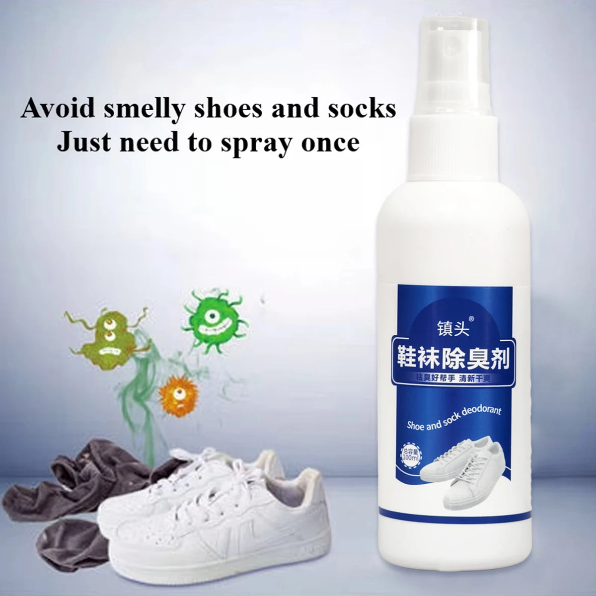 Shoe and Sock Deodorizing Spray Antibacterial Footwear Odor Remover