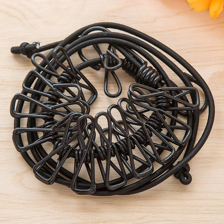 Portable Travel Clothesline with 12 Clips Retractable Camping Drying Rope
