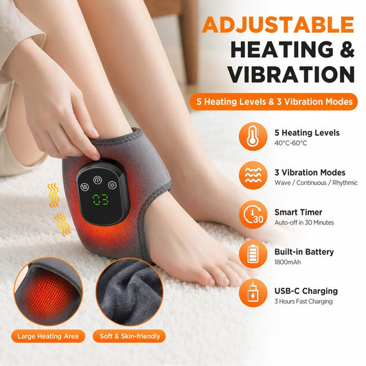 Cordless Heated Ankle Massager with Heat and Vibration