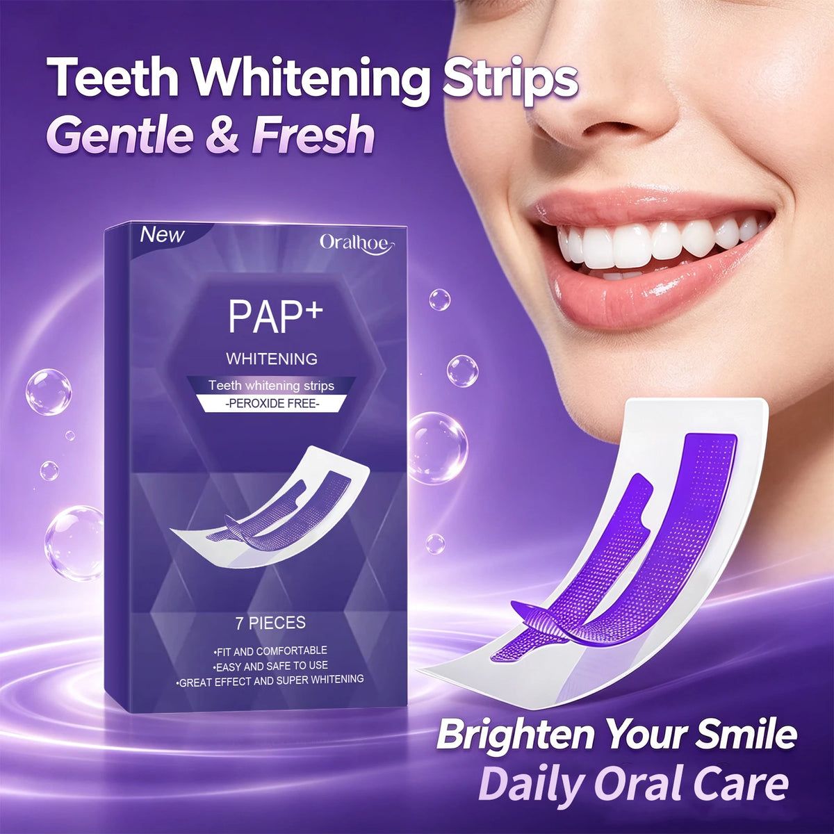 Teeth Whitening Strips Peroxide Free Stain Removal Bleaching Tool