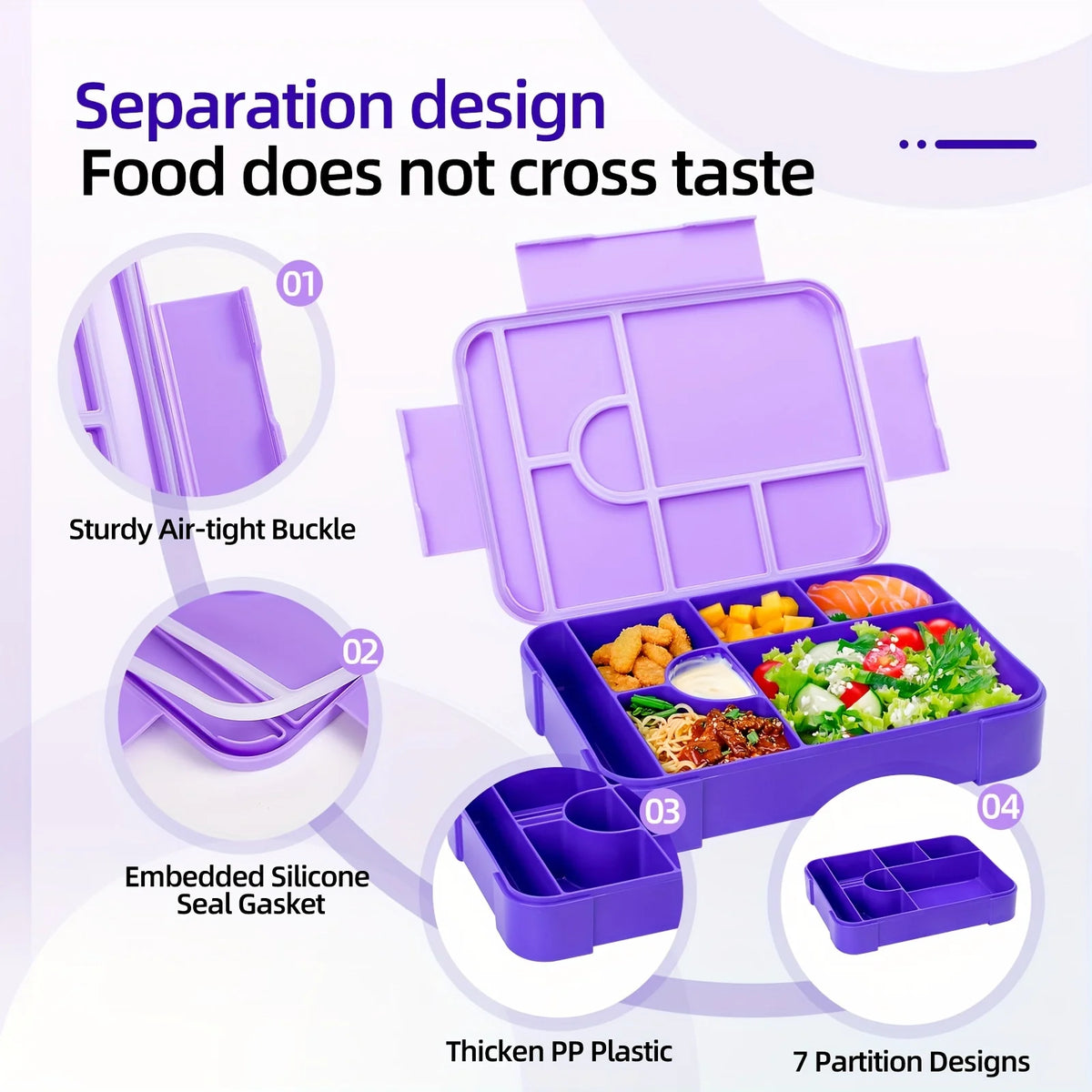 Leak-Proof Bento Lunch Box Set Divided Food Container for Kids