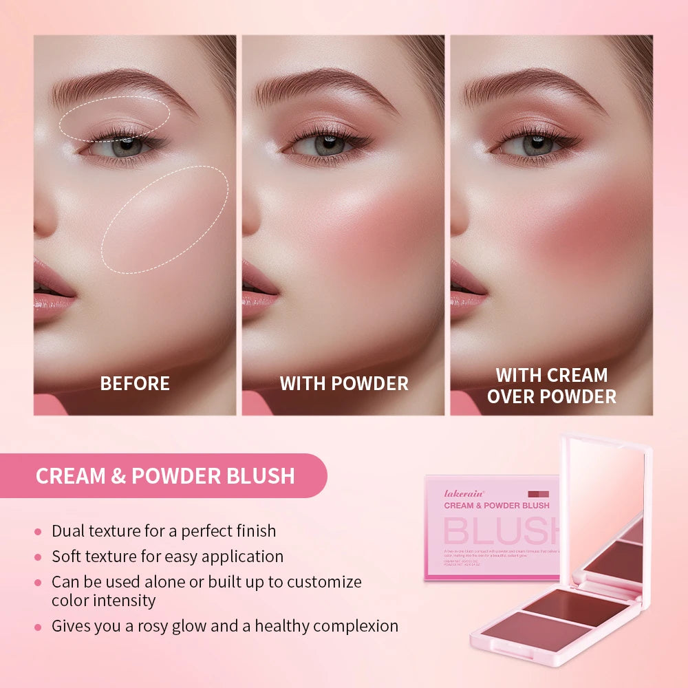 Lakerain 2 in 1 Cream and Powder Blush Makeup Palette - 4