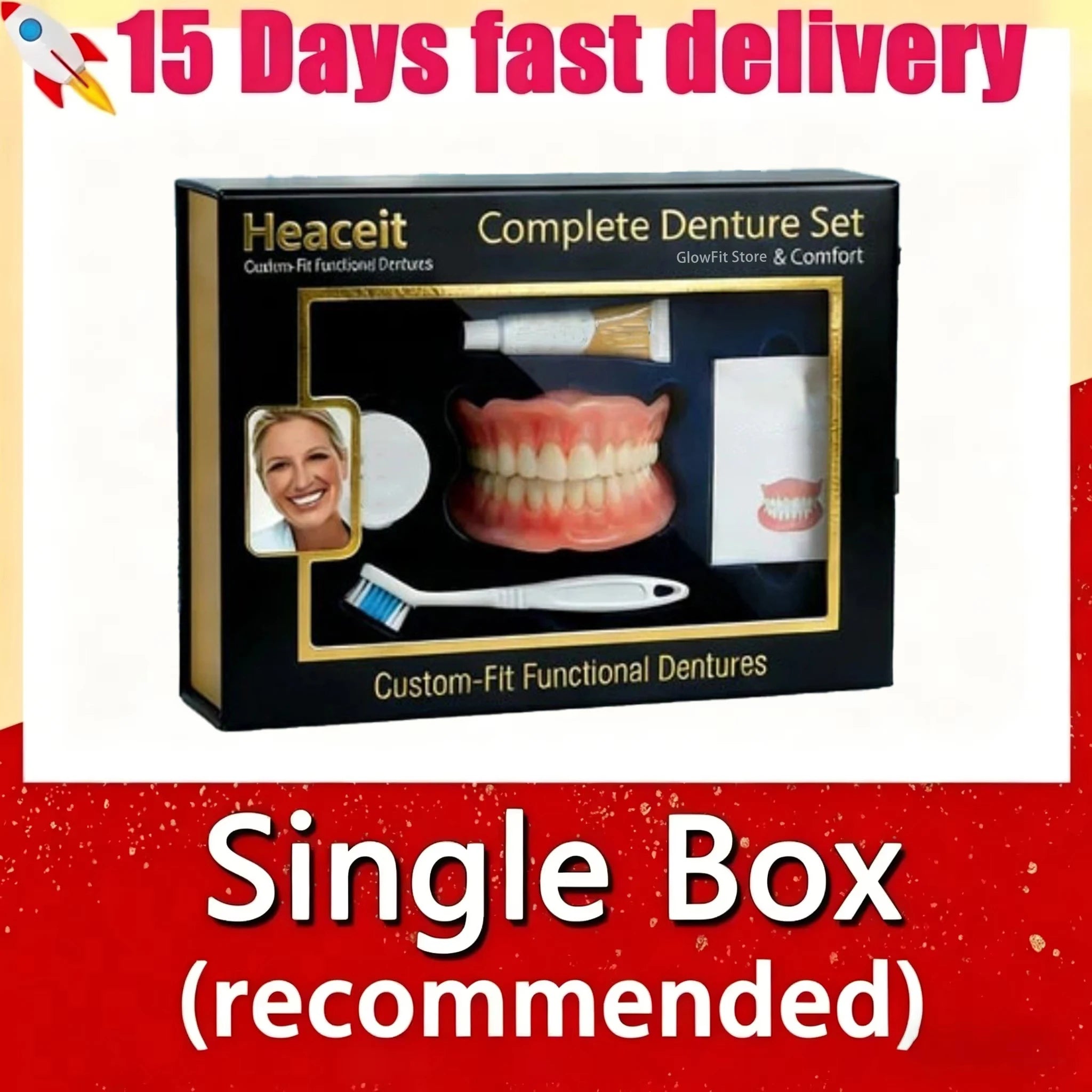 Silicone Full Denture Set Upper Lower Oral Care - 7