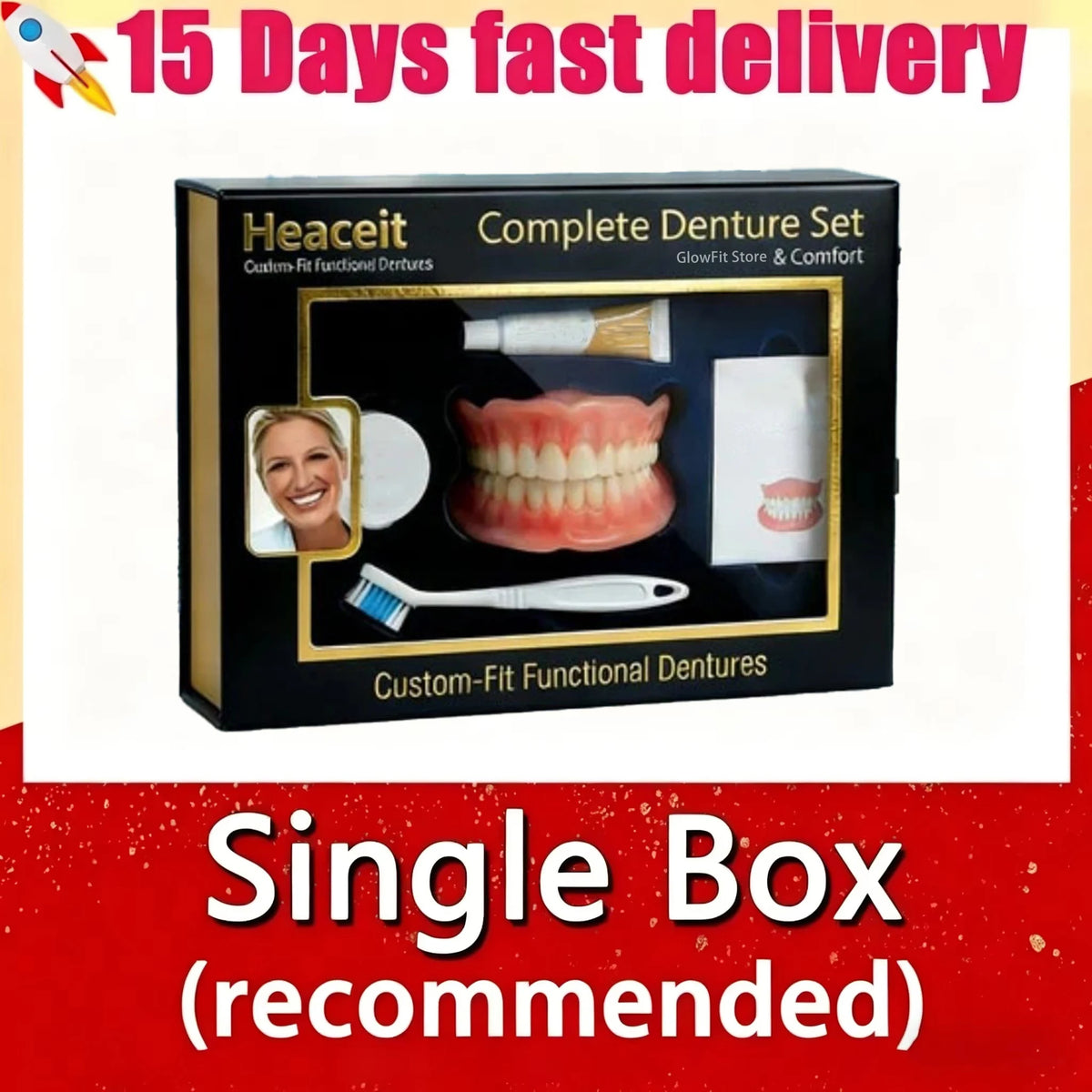 Silicone Full Denture Set Upper Lower Oral Care