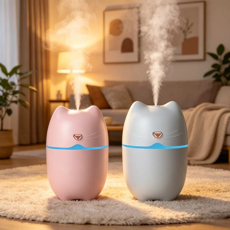 Portable Mini USB Humidifier Desktop Cool Mist Air Purifier with Light