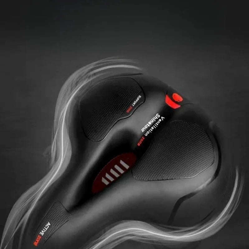 Comfortable MTB Bike Saddle with Integrated Safety Warning Tail Light
