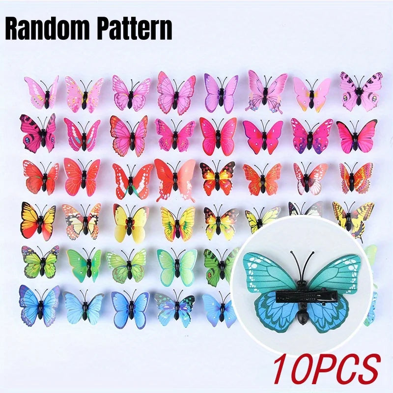 10Pc Butterfly Hair Clips 3D Simulation Cute Barrettes for Girls Women - 9
