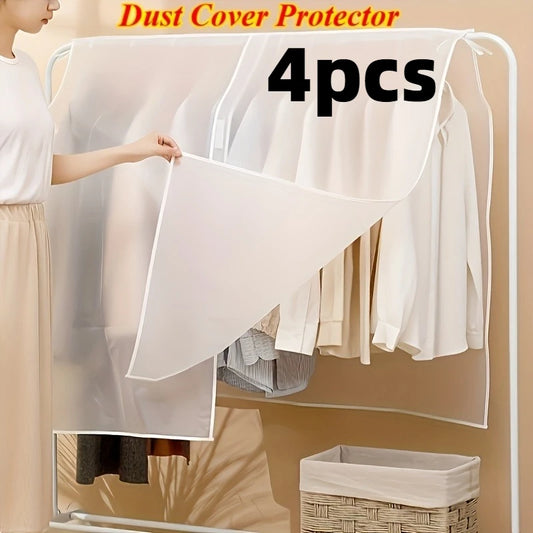 4pcs Garment Bag Set Translucent Clothes Dust Cover Hanging Organizer