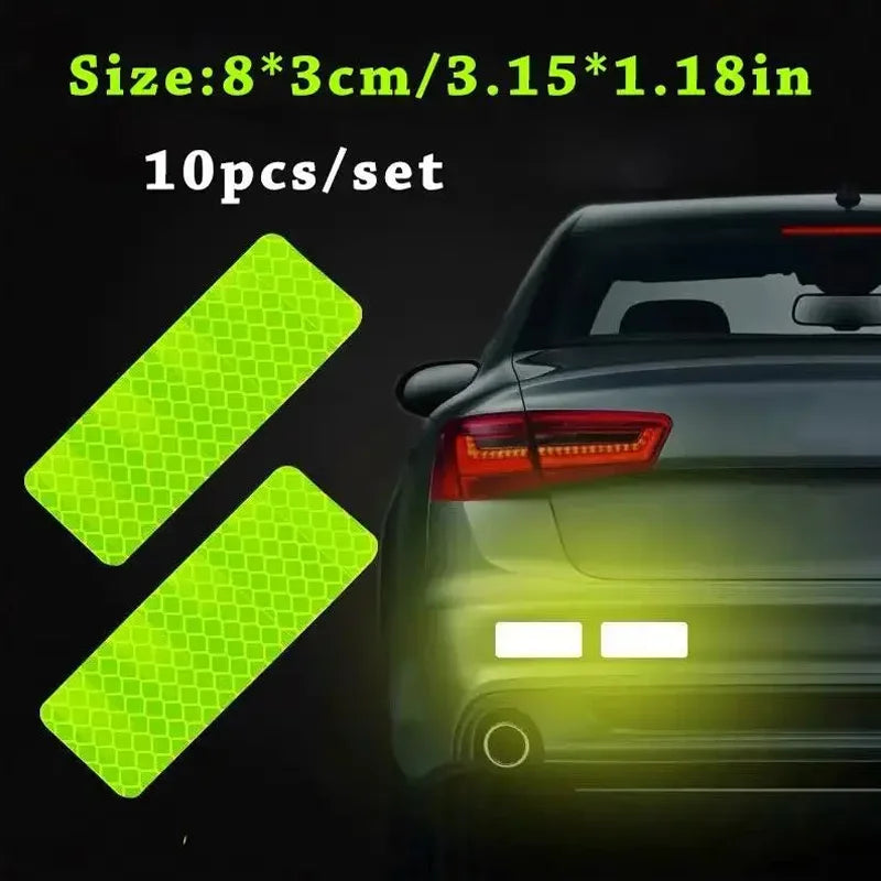 10PCS Car Reflective Safety Stickers Exterior Warning Decals