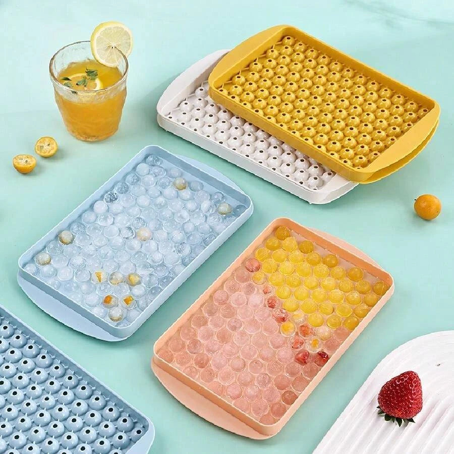 104 Grid Mini Ice Cube Tray Spherical Ball Maker Mold for Drinks - 3