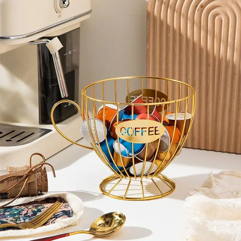 Metal Coffee Pod Holder Large Capacity Capsule Organizer Storage Basket