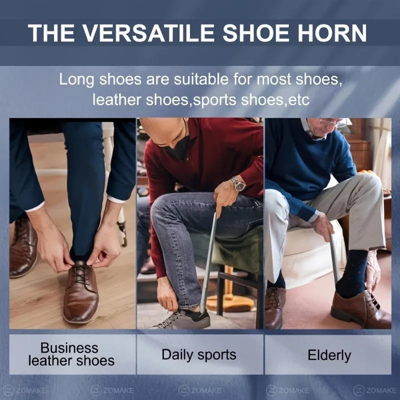Long Handle Stainless Steel Shoehorn Easy Grip Shoe Helper