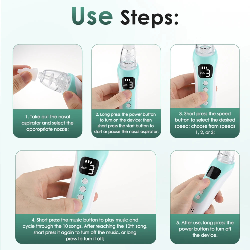 Electric Baby Nasal Aspirator Rechargeable Newborn Mucus Remover - 12