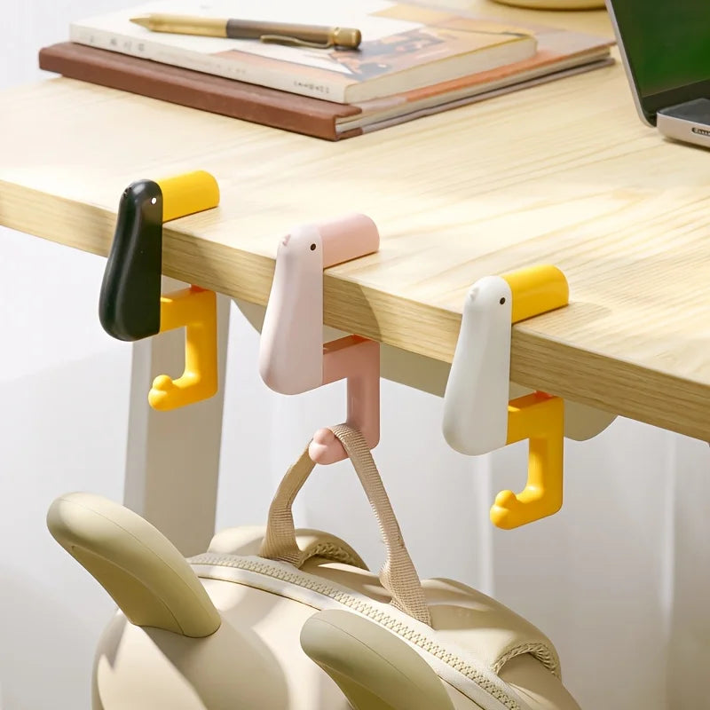 3pcs Thinking Duck Desk Hook Portable Schoolbag Hanger Table Clip - 2