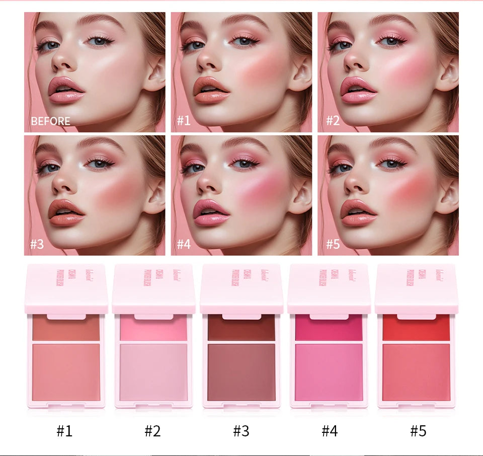 Lakerain 2 in 1 Cream and Powder Blush Makeup Palette