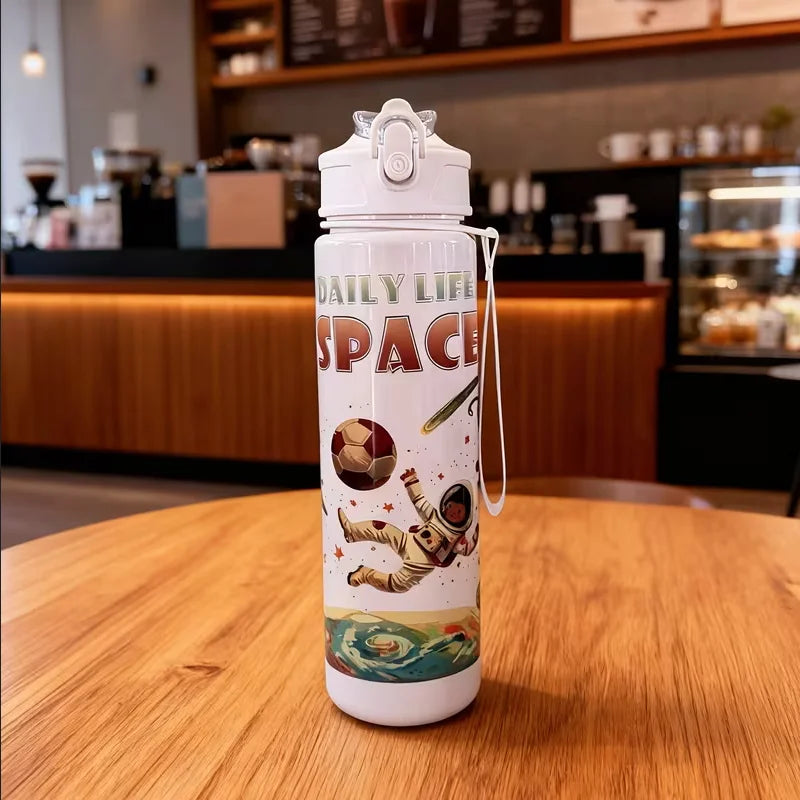 750ML Astronaut Water Bottle Sport Straw Cup with Bouncy Lid - 23