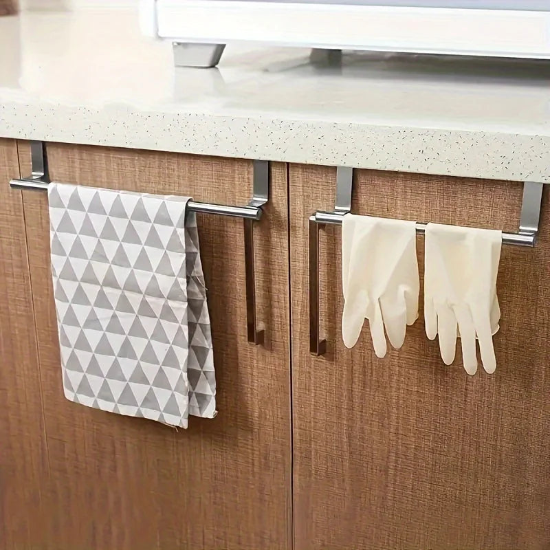 Over Cabinet Towel Rack Stainless Steel Bathroom Kitchen Storage Hanger