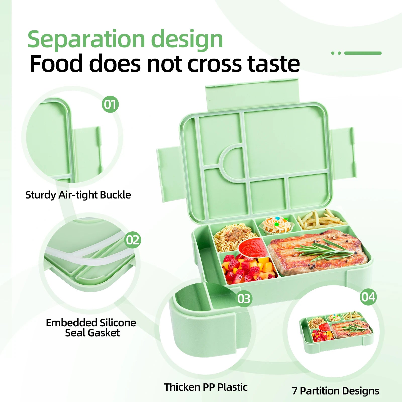 YOCITY Leakproof Bento Lunch Box Divided Food Container for School Work - 3