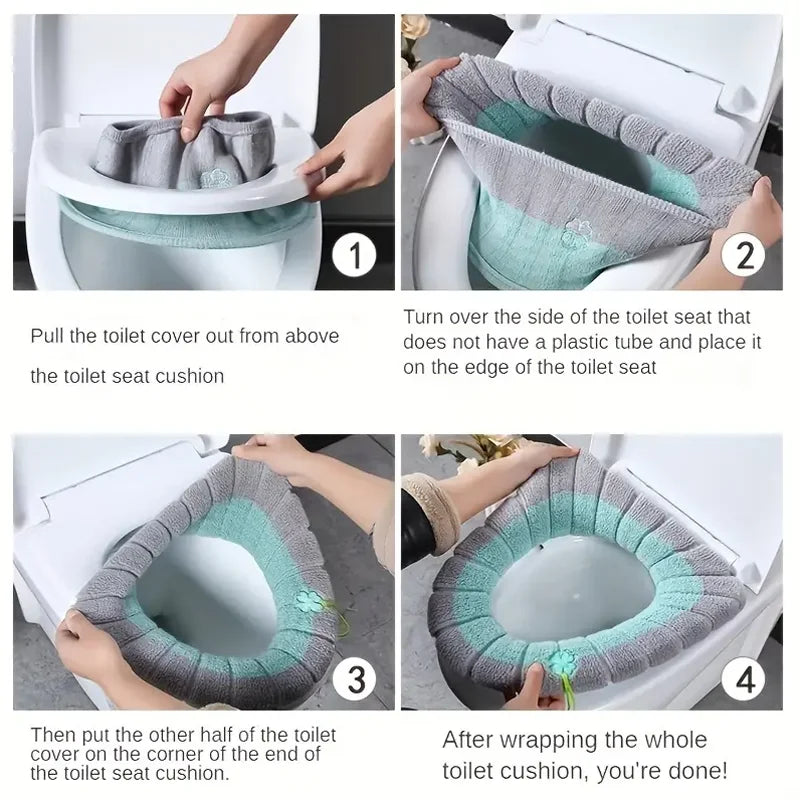Thickened Washable Toilet Seat Cushion Soft Cotton Linter Cover - 15