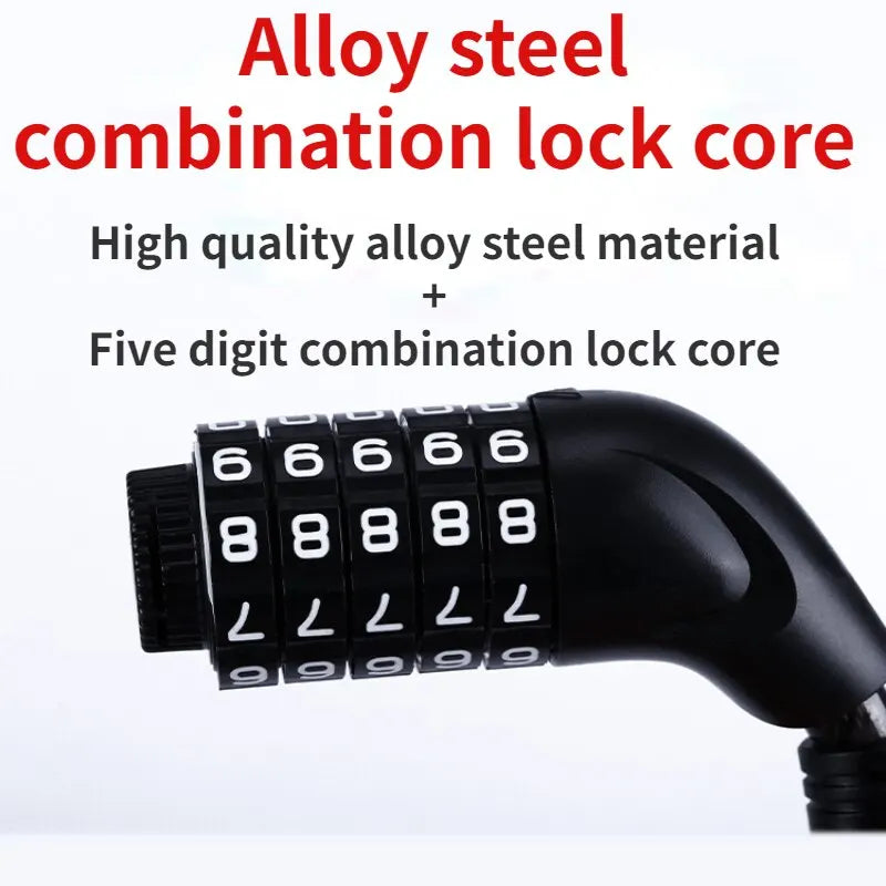 5 Digit Bicycle Cable Lock Anti Theft Bike Security Password Coil Cable - 12