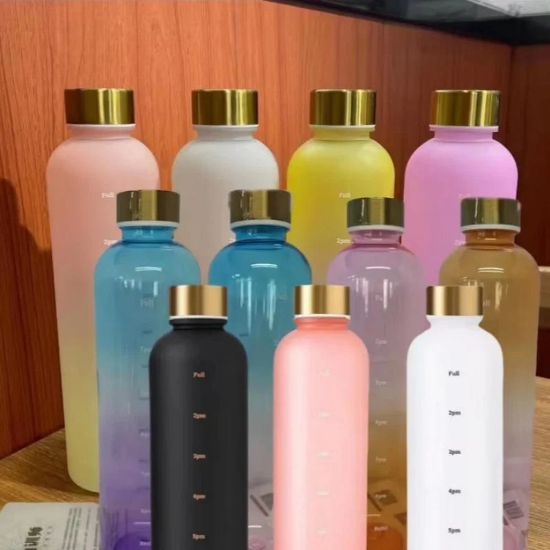 1000ml Motivational Water Bottle with Time Marker Leakproof Sport Jug - 1