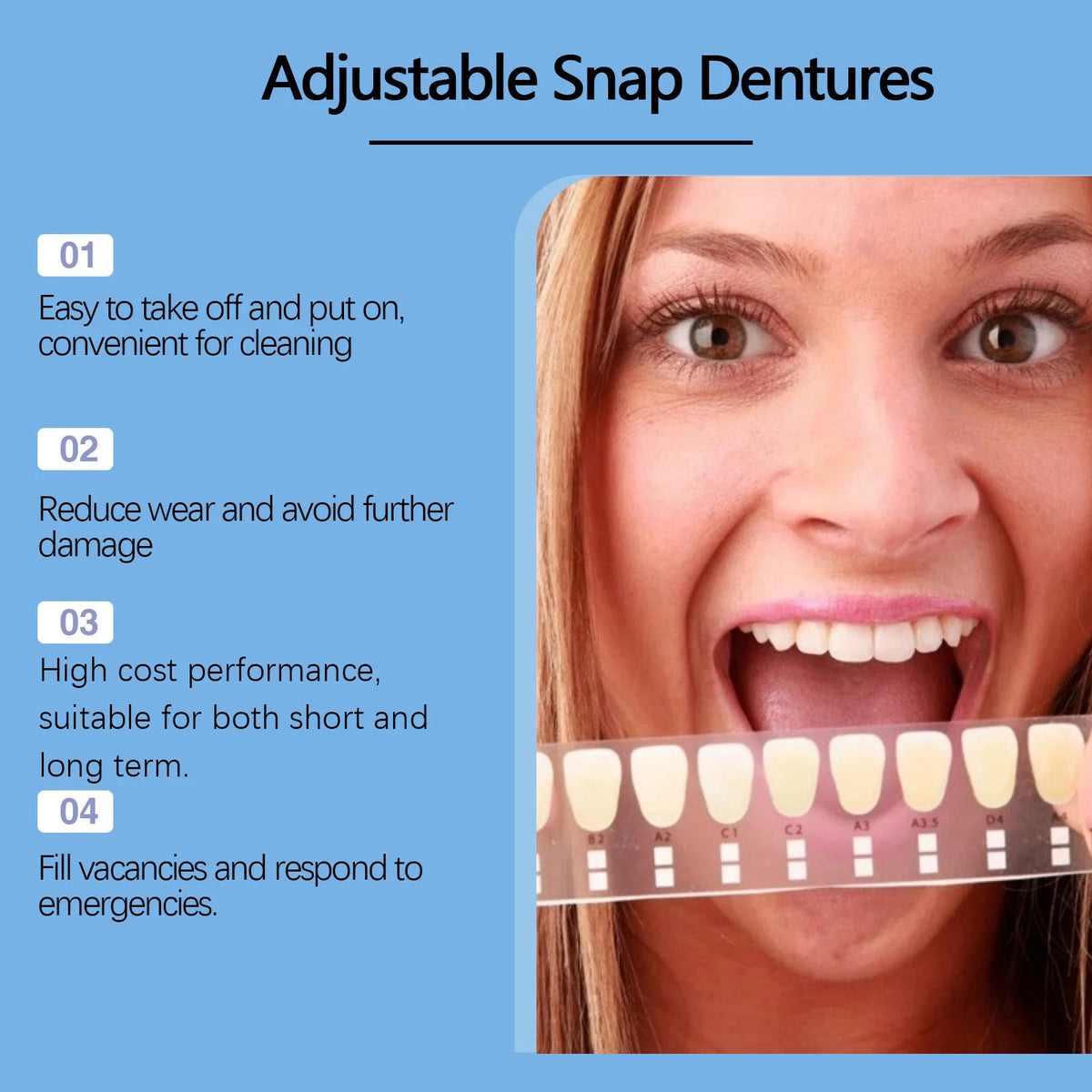 Adjustable Snap On Dentures Fake Teeth Veneers