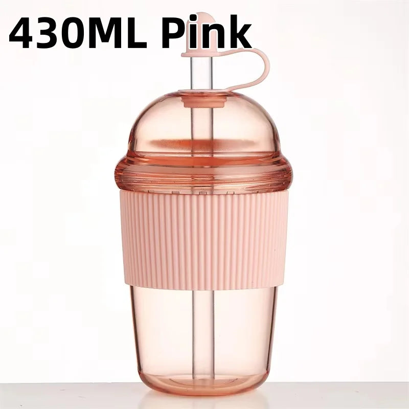 430ml Portable Plastic Straw Cup Ins Style Heat Resistant Water Bottle - 20
