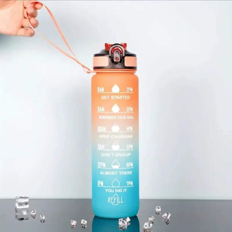 Gradient Sports Water Bottle with Time Marker and Straw Leakproof