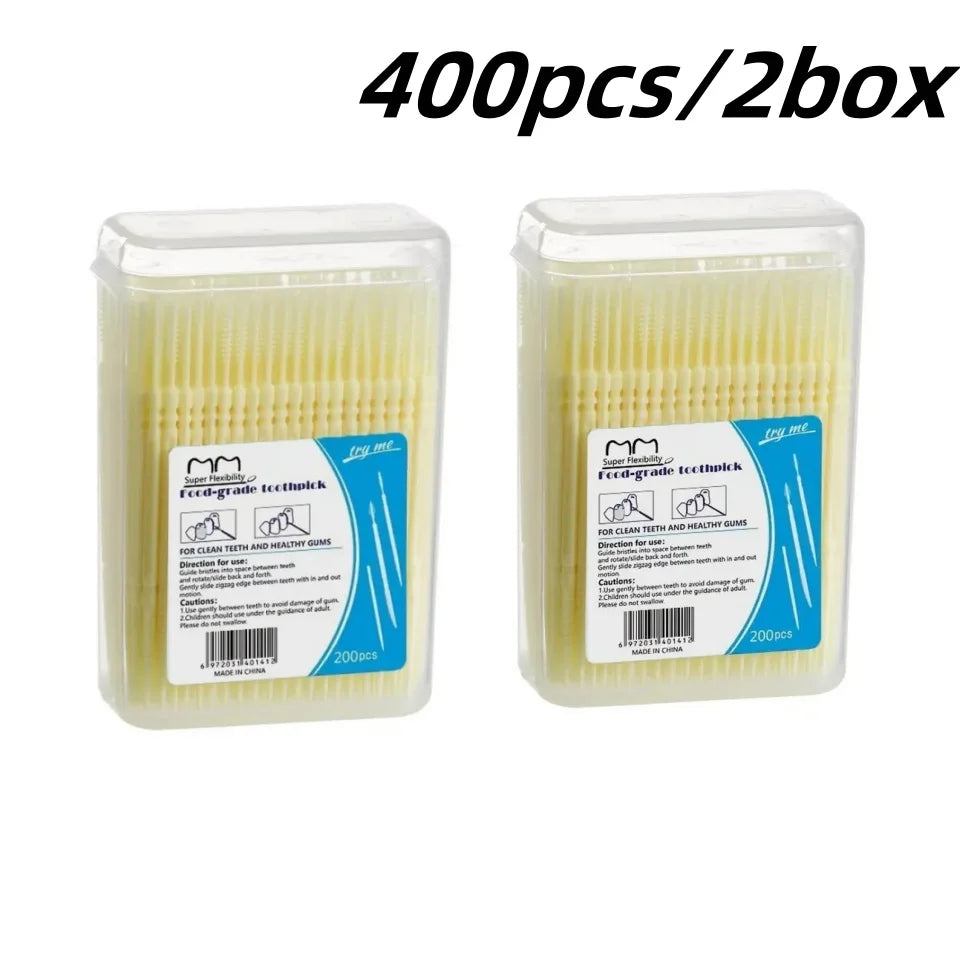 200Pcs Disposable Interdental Brush Toothpick Floss Sticks Oral Care - 14