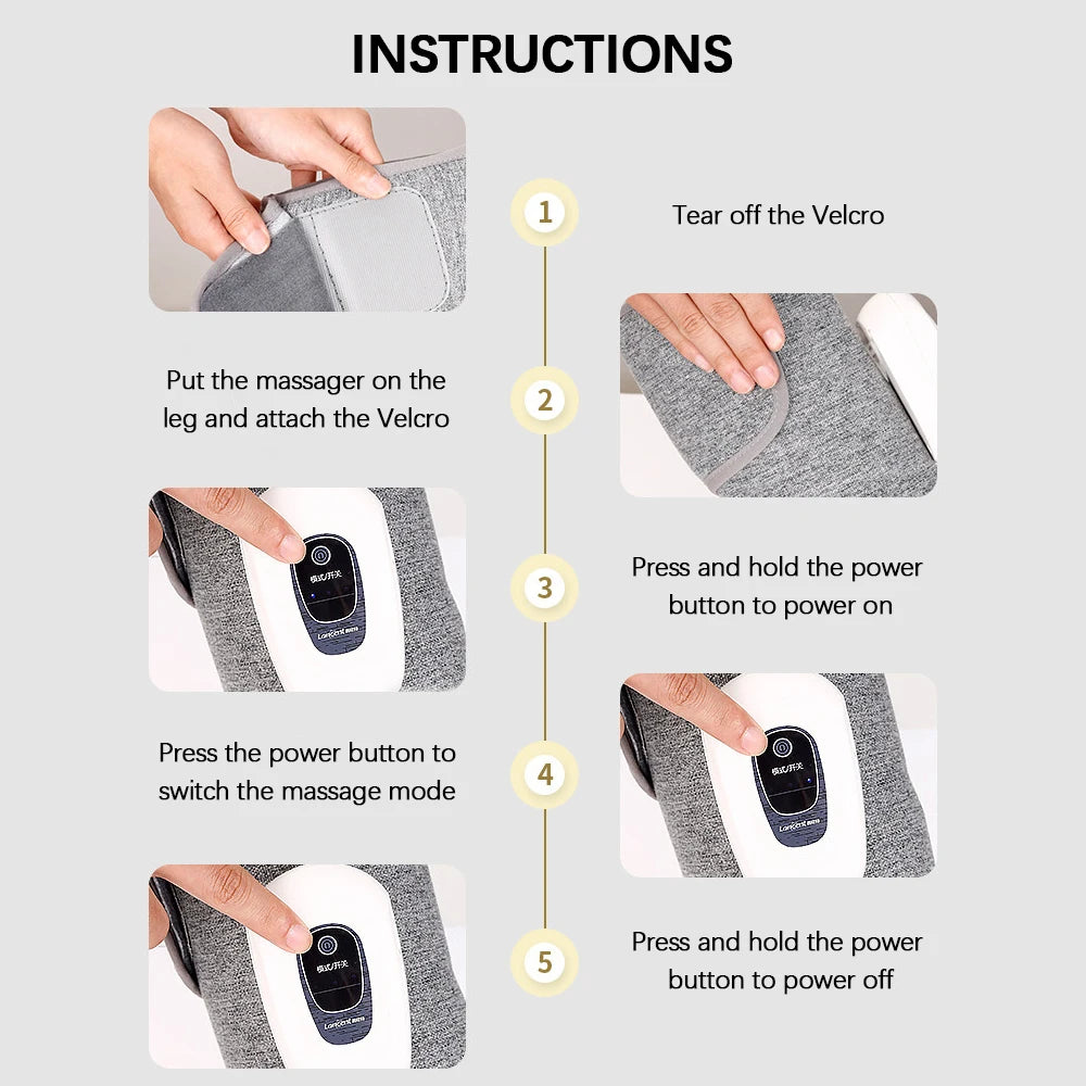 Wireless Air Pressure Calf Massager Electric Leg Compression Wrap
