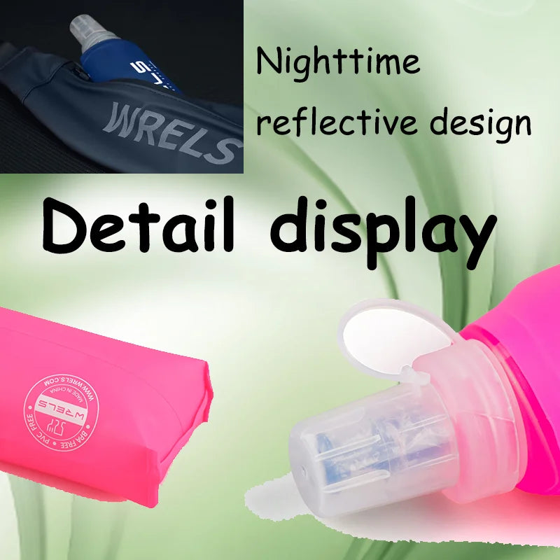 WRELS Collapsible Soft Water Bottle Running Hydration Flask Sport Bag